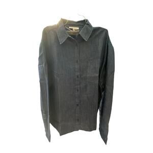 WeWoreWhat Womens Size Medium Large Boyfriend Overshirt Blue Dark Wash Denim NWT